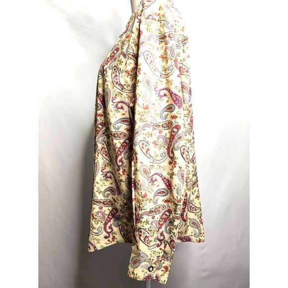 Elizabeth by Liz Claiborne Paisley Snap Front Top Plus Size 18 Vintage Cotton - Picture 15 of 16